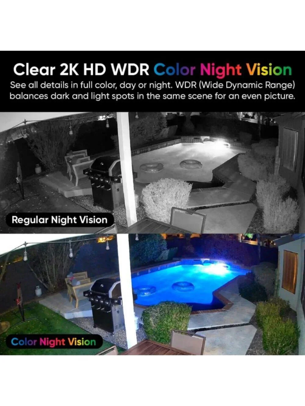 2-Pack Indoor/Outdoor 360° Smart Security Cameras with Color Night Vision